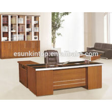 Foshan modern melamine glass office desk with L shape side table